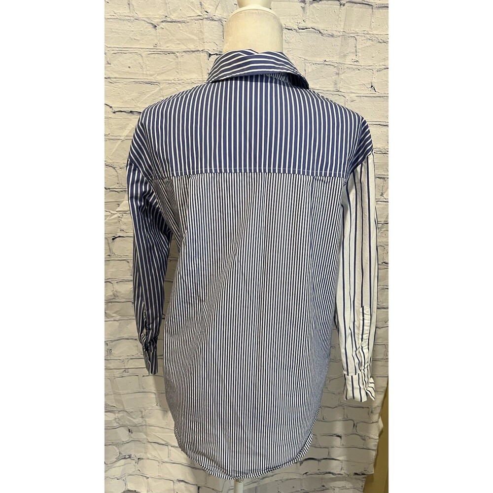 Marled Solid & Stripe Blue Oxford Stripe Button Down Shirt Size XS - Picture 4 of 7